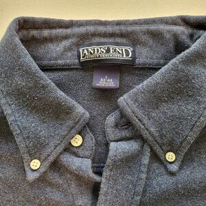 LAND'S END - MEN'S BUTTON DOWN, LONG S GRAY SWEATSHIIRT, SIZE LARGE